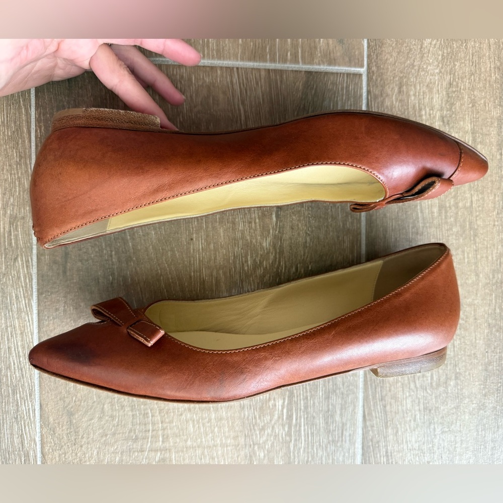 Sarah Flint Natalie Bow Flats in Saddle Vachetta Brown Leather - 38 EU / 8 US - Picture 3 of 9
